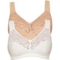 Susa Bügelloser BH "Basic" Spitze, genähte Cups, Baumwollmix, elastisch, BH-Set