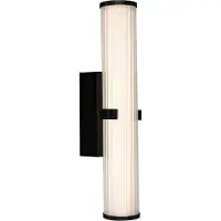 Licht-Erlebnisse LED Spiegelleuchte Glas Metall dimmbar IP44 3000 K warmweißes Licht 1309 lm 43 cm hoch Schwarz länglich