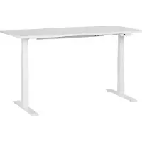 Beliani Schreibtisch Weiß Melamin 160x72cm Elektrisch Höhenverstellbar Rechteckig mit USB Metallgestell Flexibel Modern Büro Steh-Sitz-Tisch Stehtisch