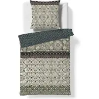 Fleuresse Mako-Satin Bettwäsche 135x200 Mosaik Ornamente grün braun 114561-05