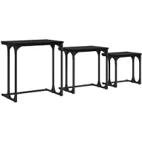 vidaXL Nesting Couchtisch 3 stk. Schwarz Eichen-Optik Holzwerkstoff
