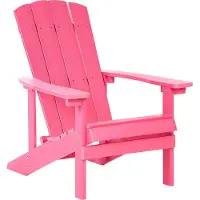 Beliani Gartenstuhl Rosa Kunstholz Breite Armlehnen Muskoka Adirondack Stil Terrasse Outdoor