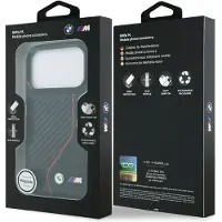 BMW case passend für IPHONE 17 Pro kompatibel mit MagSafe BMHMP17L25PCCSCKR (PU Carbon Line & Logo) red
