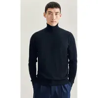 Seidensticker Strickpullover "Schwarze Rose", Herren, Gr. S, blau (dunkelblau), 100% Wolle, unifarben, regular fit, Rundhals, Pullover Strickpullover, 1/1 Rollkragen Uni