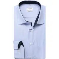 Seidensticker Businesshemd "Schwarze Rose", Herren, Gr. L (42), normale Ärmellängen, blau, 100% Baumwolle, gestreift, slim fit, 2-Knopf-Manschette, Hemden Businesshemd, Slim 1/1 Kentkragen Gestreift