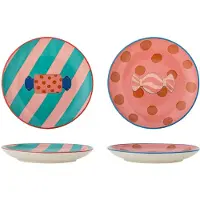 Bloomingville 2er-Set: Brotteller ''Caramella'' in Rosa/ Türkis - Ø 16 cm | Gr.: onesize