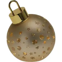 Intratuin Weihnachtskugel mit LED 15 cm mattgold Weihnachtsdekoration (geel)