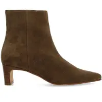 Manfield Taupefarbene Veloursleder-Stiefeletten mit Absatz | Größe 39