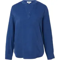 s.Oliver Langarmbluse , Damen, Gr. 44, dusty indigo, Web, Obermaterial: 68% Baumwolle, 32% Viskose, unifarben, regular fit normal, Rundhals, Aufschlag, Blusen Langarmbluse, mit Turn-Up