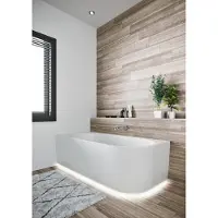 Riho Desire Corner Eck-Badewanne, Version rechts, 184x84x60cm, 230 Liter, glänzend weiß, B087002005, Ausführung: mit LED Beleuchtung