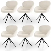 Juskys Drehstuhl Albano Bouclé Creme 6er Set