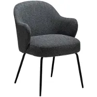 Ebuy24 (2er Set) Bae Dan-Form Esszimmerstuhl mit Armlehnen Bouclé dunkelgrau.