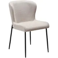 Ebuy24 (2er Set) Glam Dan-Form Esszimmerstuhl Bouclé hellgrau.