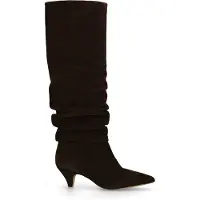 Manfield Dunkelbraune Veloursleder-Stiefel mit Kitten Heel | Größe 37