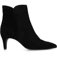 Manfield Schwarze Veloursleder-Stiefeletten mit Absatz | Größe 38