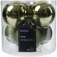 Décoris Weihnachtskugel Glas d8 cm Rosmarin 6St. (groen)