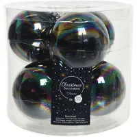 Décoris Weihnachtskugel Glas d8 cm schwarz iris 6pcs Weihnachten (zwart)