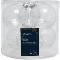 Décoris Weihnachtskugel Glas d8 cm transparent/irs 6 Stück (tweekleurig)