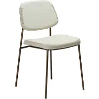 Ebuy24 (2er Set) Menta Dan-Form Esszimmerstuhl Bouclé weiß.