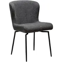 Ebuy24 (2er Set) Glam Dan-Form Esszimmerstuhl Drehfuß Bouclé dunkelgrau.