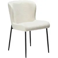 Ebuy24 (2er Set) Glam Dan-Form Esszimmerstuhl Bouclé weiß.