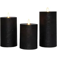 Annas collection Stumpenkerze-USB Wachs d7,5 cm schwarz 3er-Set (zwart)