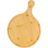 Intirilife Pizzabrett Schneidebrett mit Griff und Loch zum Aufhängen - 31.5 / 28.5 cm Durchmesser - Pizza Schaufel Rund Servier Tablett für Flammkuchen Käse Brot