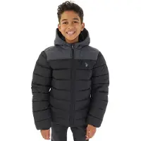U.S. POLO ASSN. Junge Steppjacke mit Farbblock-Joch Schwarz