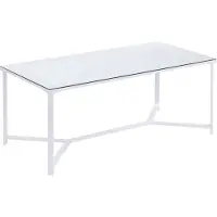 FineBuy Couchtisch Glas Metall Weiß 100 cm Rechteckiger Wohnzimmertisch mit Glasplatte & Metallgestell Sofatisch im Industrial Design für Wohnzimmer