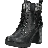 Mustang Damen Stiefelette mit Blockabsatz und Zierreißverschluss 15M0142001, Größe:38 EU, Farbe:Schwarz
