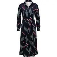 Ragwear Blusenkleid "Blusenkleid Plantee Print", Damen, Gr. M, N-Gr, blau (navy), Obermaterial: 95% Viskose CV. 5% Elasthan EL., Kleider Blusenkleid