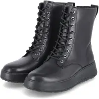 FitFlop Damen Stiefeletten/ Schnürboots F-MODE Schwarz Glattleder Größe: 42