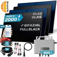 SUNNIVA 2000W Balkonkraftwerk BIFAZIAL FULLBLACK komplett Steckdose Ecoflow 800W Wechselrichter, PV Solaranlage, 5m Kabel, Bluetooth WIFI