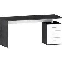 Dmora Schreibtisch Dchiellin, linearer Schreibtisch, Mehrzweck-Büroschreibtisch, platzsparender Schreibtisch mit mehreren Positionen, 160x60h75 cm, Weiß und Schiefer