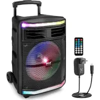 Pyle Partybox, 600W Bluetooth Lautsprecher Groß, Tragbare Musikbox mit Griff & Rollen, 10" Subwoofer & Akku, Karaoke Box mit LED Lichtern