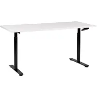 Beliani Schreibtisch Weiß/Schwarz Melamin 160x72 cm Manuell Höhenverstellbar Rechteckig mit Kurbel Rundes Metallgestell Modern Büro Steh-Sitz-Tisch