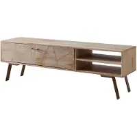 Wohnling HiFi Lowboard SIKAR Mango Massivholz Landhaus TV Kommode 145x47x35cm Fernsehschrank Unterschrank mit 2 Türen Fernsehtisch Ablagefach