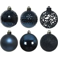 Décoris Weihnachtskugel glänzend mix dia 6 cm mitternachtsblau (blauw)