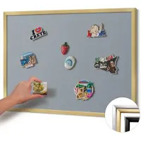 Wallfluent Magnettafel Bedruckte Magnettafel für die Wand Farbe Grau 80x60 cm Magnettafel Metall mit Rahmen Goldrahmen
