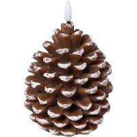 Beliani LED-Kerzen 3er Set Braun Echtwachs Zapfenform mit Flackernder Flamme Flackerlicht Batteriebetrieben Indoor Weihnachtsbeleuchtung LED-Stumpenkerzen