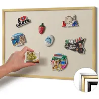 Wallfluent Magnettafel Metall Magnettafel Gerahmt Farbe Hellbeige 60x40 cm Magnettafel Dekorativ Bedruckt Goldrahmen
