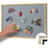 Wallfluent MAGNETTAFEL 60x40 cm Goldener Rahmen Grau