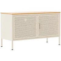 Oviala Business Modernes Sideboard mit 2 Türen, L 100 cm, aus ecrufarbenem Metall
