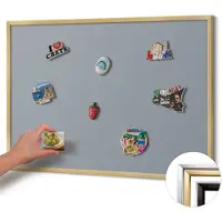 Wallfluent Magnettafel Magnettafel Metall mit Rahmen Farbe Grau 100x70 cm Reisemagnete Magnetboard Goldrahmen