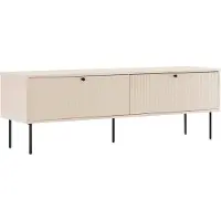 Oviala 2-türiger TV-Schrank aus Stahl und MDF-Melamindekor 150 cm beige - Romeo