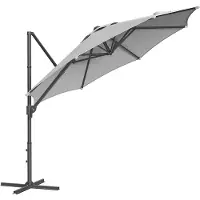 Songmics Ampelschirm UPF 50+ mit Kurbel und Kreuzfuß taubengrau B34GPU074G10