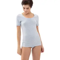Mey Shirt kurzarm Serie Cotton Pure Light Grey Melange | Größe 44