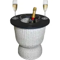 COOTAB Cooler Table Beistelltisch "3-in-1 Loungetisch mit Acryl-Kühler Paris 43 cm", beige (champagner, schwarz), B:41cm H:43cm T:41cm, Tische, Beistelltisch, Wetterfest, Pflegeleicht, Hitzebeständig