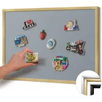 Wallfluent MAGNETTAFEL 70x50 cm Goldener Rahmen Grau