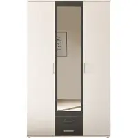 Pol-Power Kleiderschrank SCHLAFKONTOR "Hanau", weiß (weiß, graphit), B:120cm H:196cm T:53,5cm, Melamin, Schränke, Kleiderschrank
